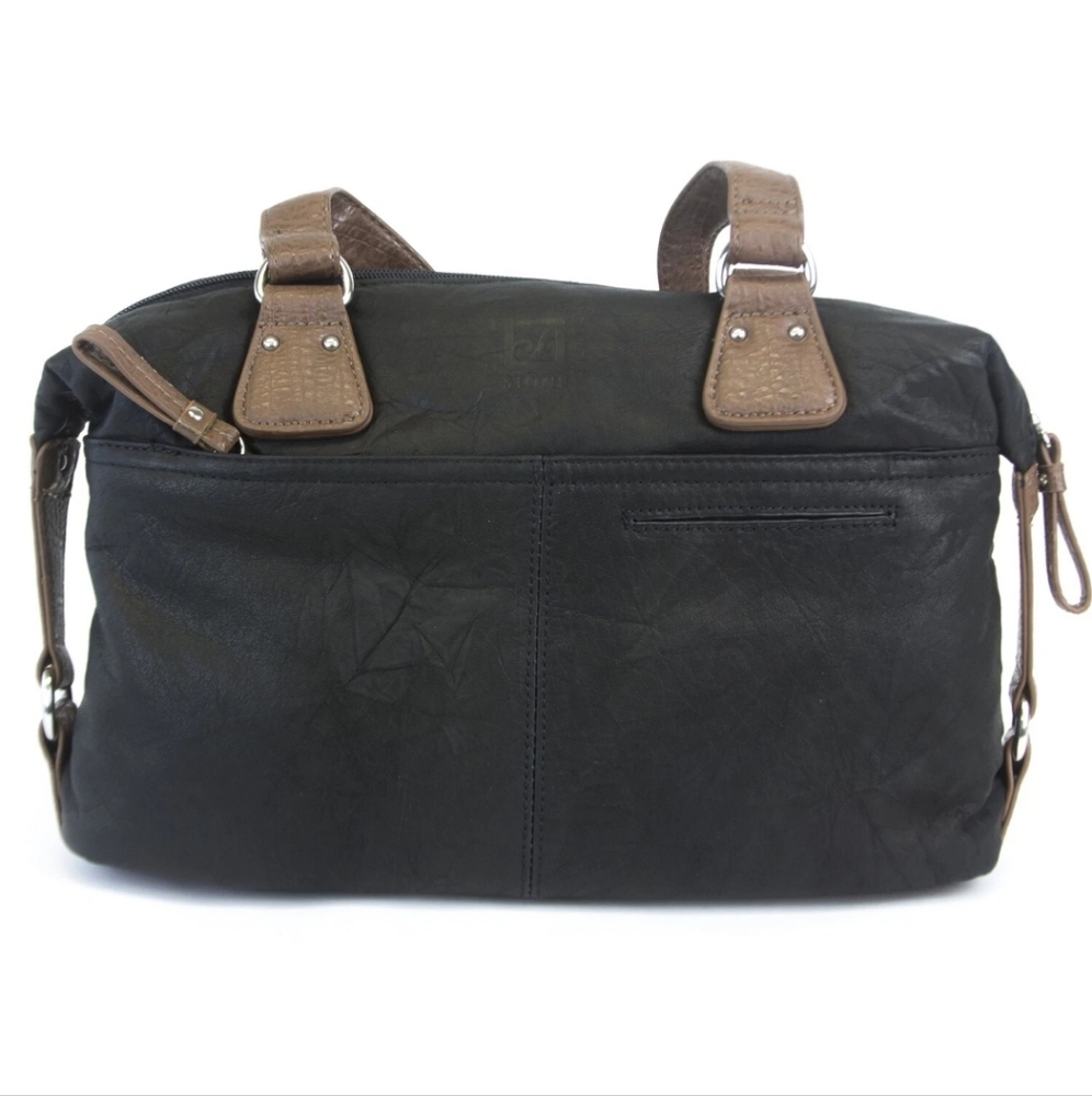 NWT Stone Mountain Long Beach Satchel Purse Leather Shoulder Bag Black - Picture 2 of 13